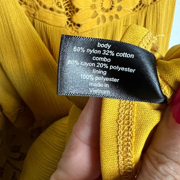 Vintage Lane Bryant Lace Crepe Tank Dress Golden Spice Size 10/12 - Picture 7 of 8